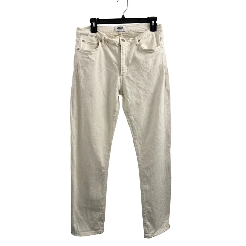 Agolde Toni Mid Rise Straight Leg Jeans Cream Off White‎ A133-1085 Size 30